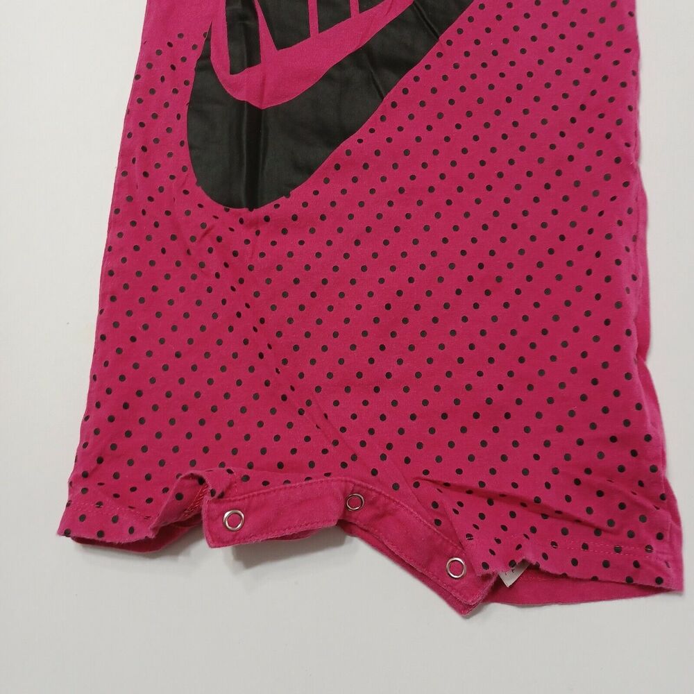 Nike Baby Girls 18M Pink Black Polka Dot Spell Out One Piece Short Outfit Logo‎ - Picture 12 of 12